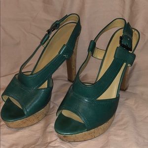 Beautiful cork bottom teal heels!